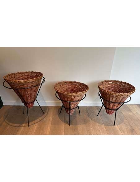 Vintage Rattan Planters from the 20th century-Bozaart