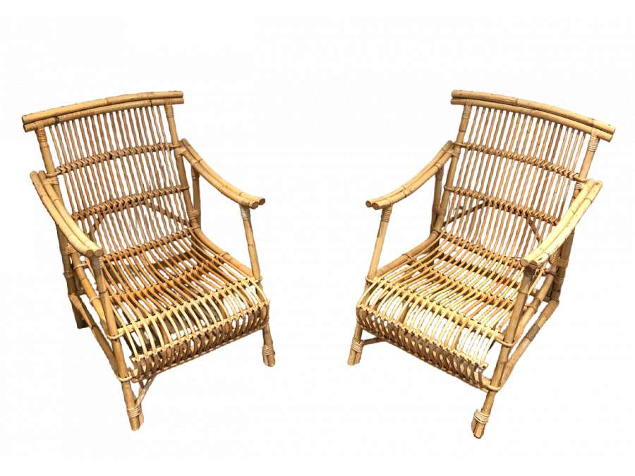 Vintage rattan armchairs+ from the 20th century