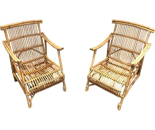 Vintage rattan armchairs 20th century