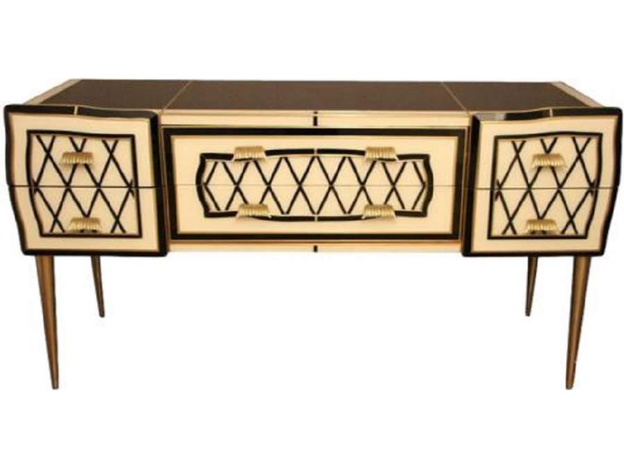 Vintage Murano glass sideboard in white and black+ from the 20th century