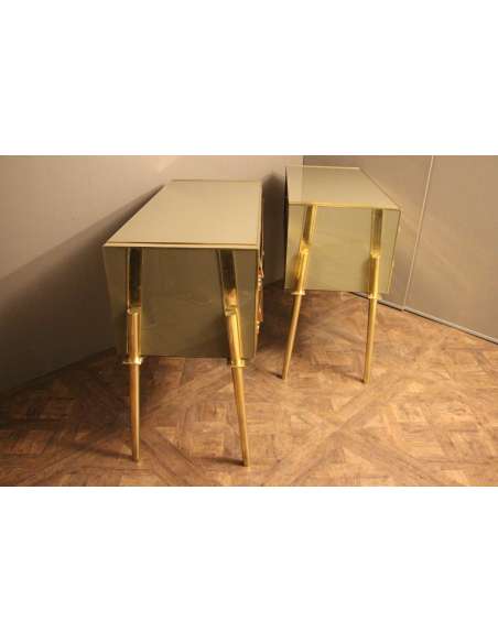 Pair of vintage Murano glass and brass dressers from the 20th century-Bozaart