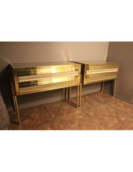 Pair of vintage Murano glass and brass dressers from the 20th century-Bozaart
