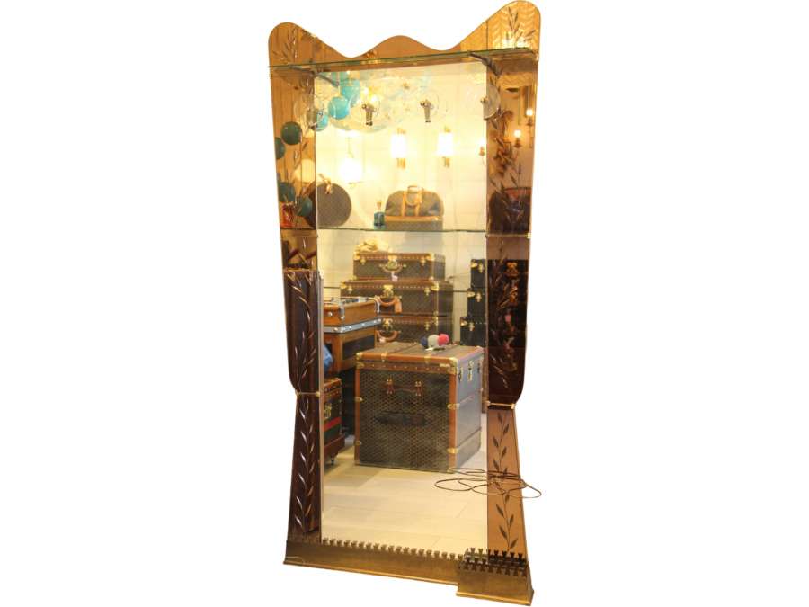 Large vintage glass wall mirror from the 20th century