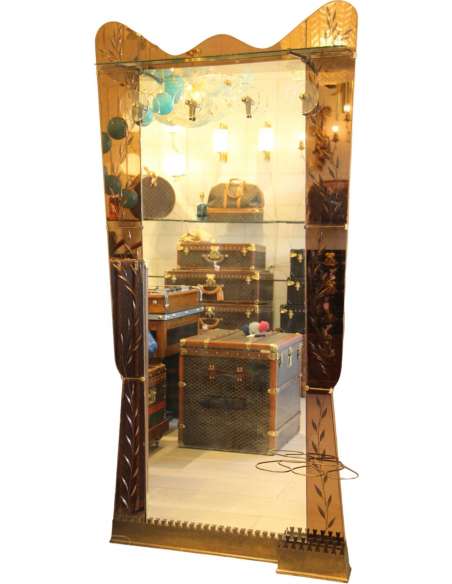 Large vintage glass wall mirror from the 20th century-Bozaart