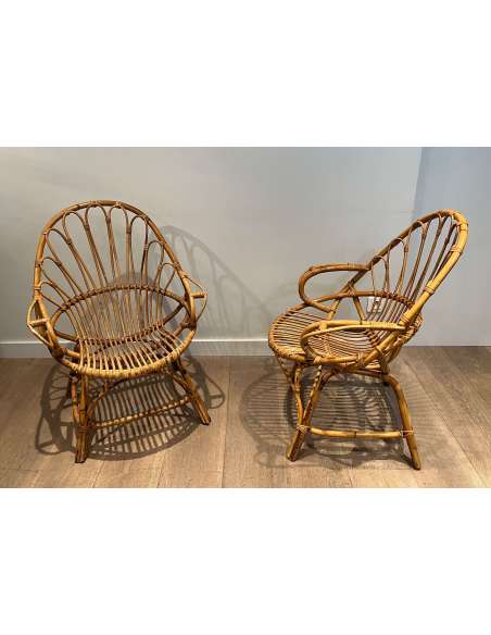 Vintage fauteuils en rotin du 20ème siècle-Bozaart