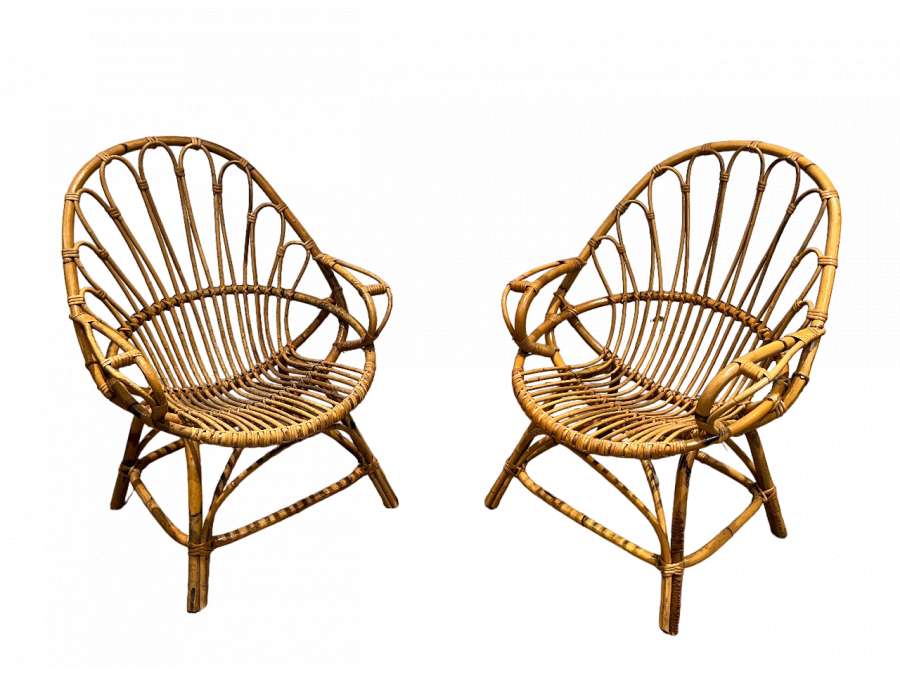 1950s Vintage rattan armchairs