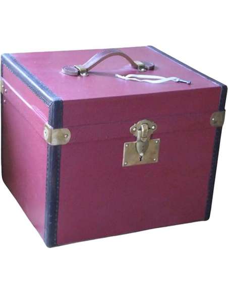 French hat trunk in red canvas from the 20th century-Bozaart