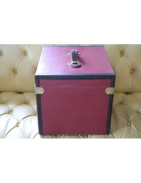 French hat trunk in red canvas from the 20th century-Bozaart