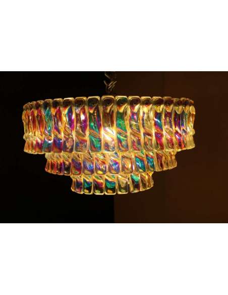 Vintage iridescent glass chandelier from the 20th century-Bozaart