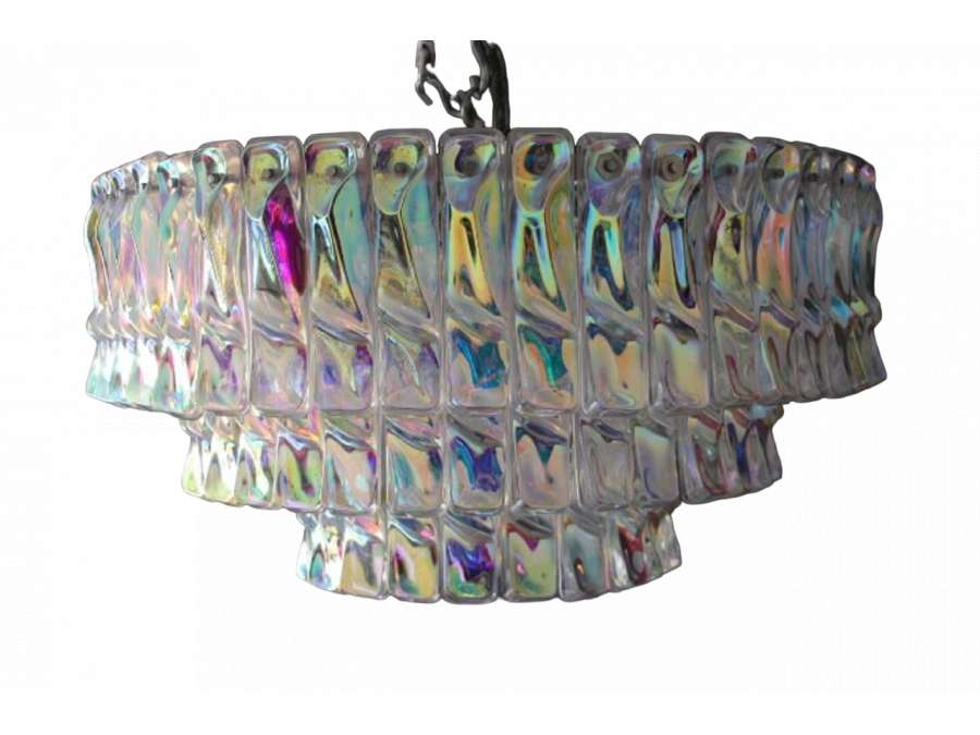 Vintage iridescent glass chandelier from the 20th century