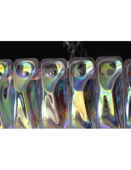 Lustre vintage en verre irisé du 20ème siècle-Bozaart