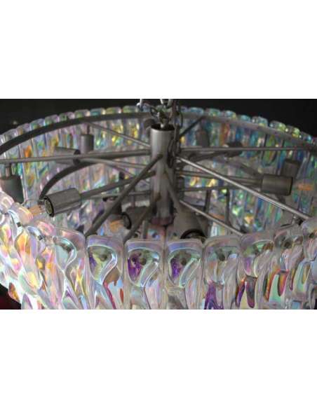 Vintage iridescent glass chandelier from the 20th century-Bozaart