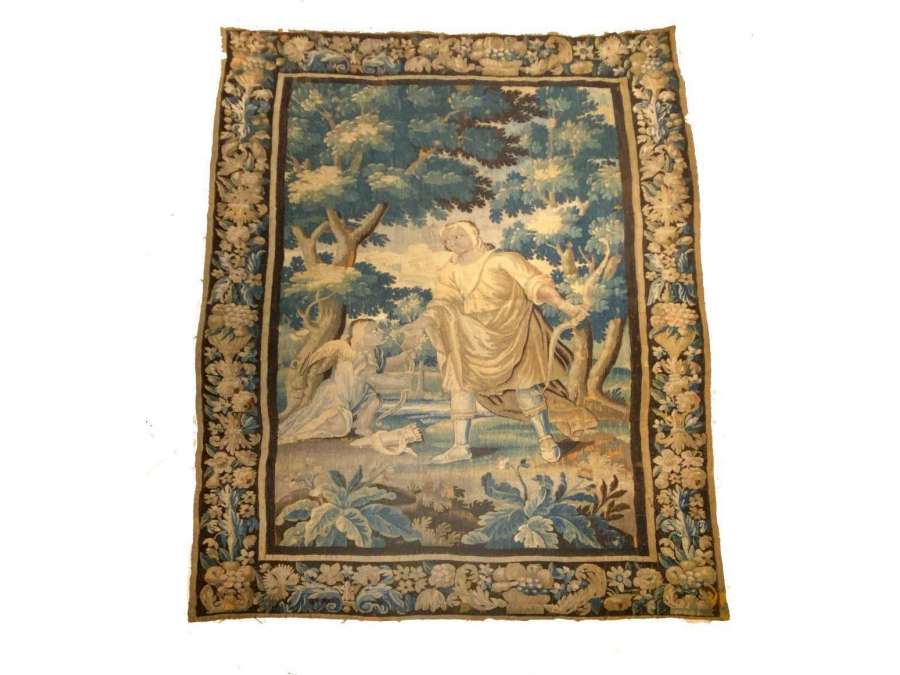 Antique Aubusson tapestry Diane Et Cupidon 18th century