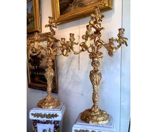 Pair of Louis XV style candelabra from the 19th century