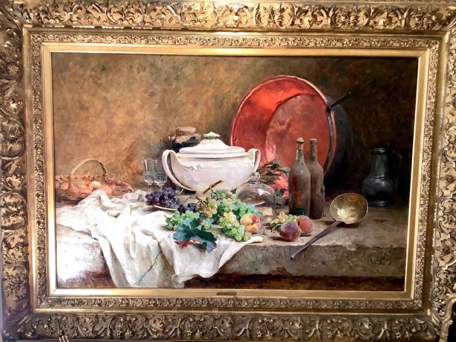 Painting "Still Life" by René Chrétien from the 19th century