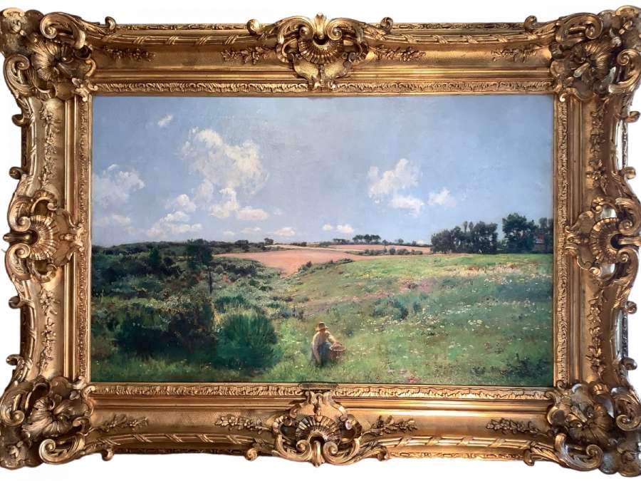 Painting "Spring Landscape" by Victor Binet+ from the 19th century