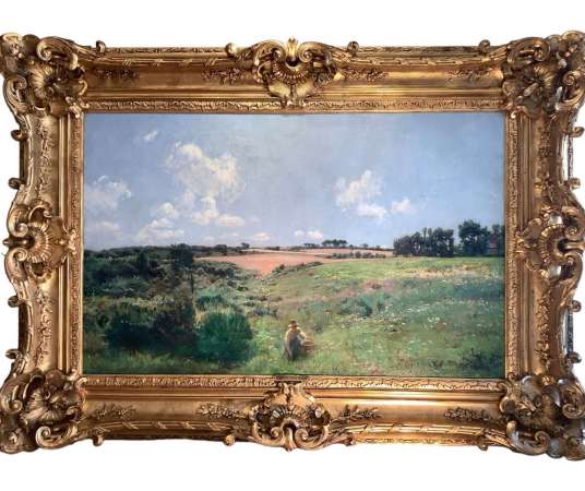 Painting "Spring Landscape" by Victor Binet from the 19th century