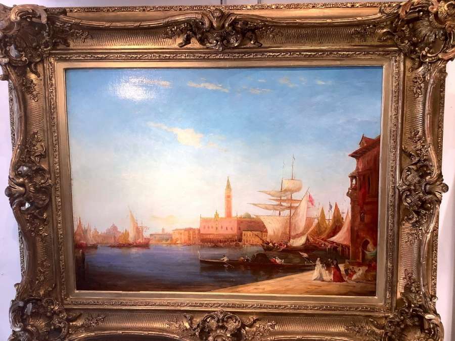 Tableau "Vue De Venise" par Alfred August du 19ème siècle