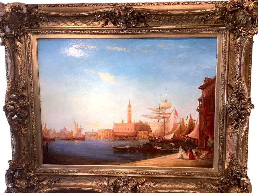Painting "View Of Venice" by Alfred August+ from the 19th century