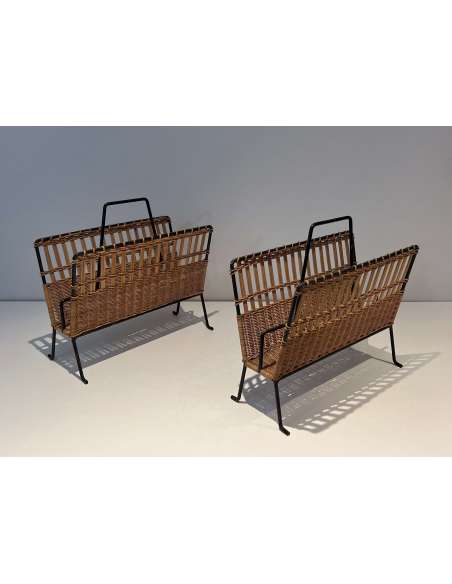 Vintage pair of magazine racks from the 20th century-Bozaart