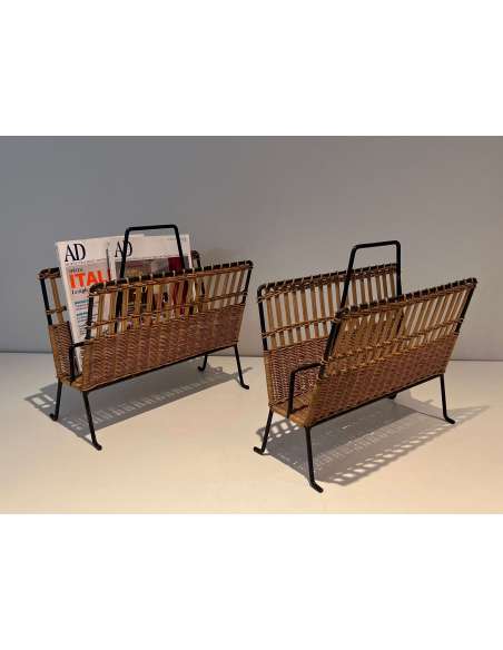 Vintage pair of magazine racks from the 20th century-Bozaart