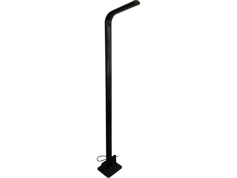 Vintage black lacquered metal floor lamp from the 20th century