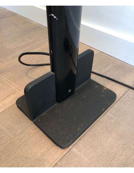 Vintage black lacquered metal floor lamp from the 20th century-Bozaart