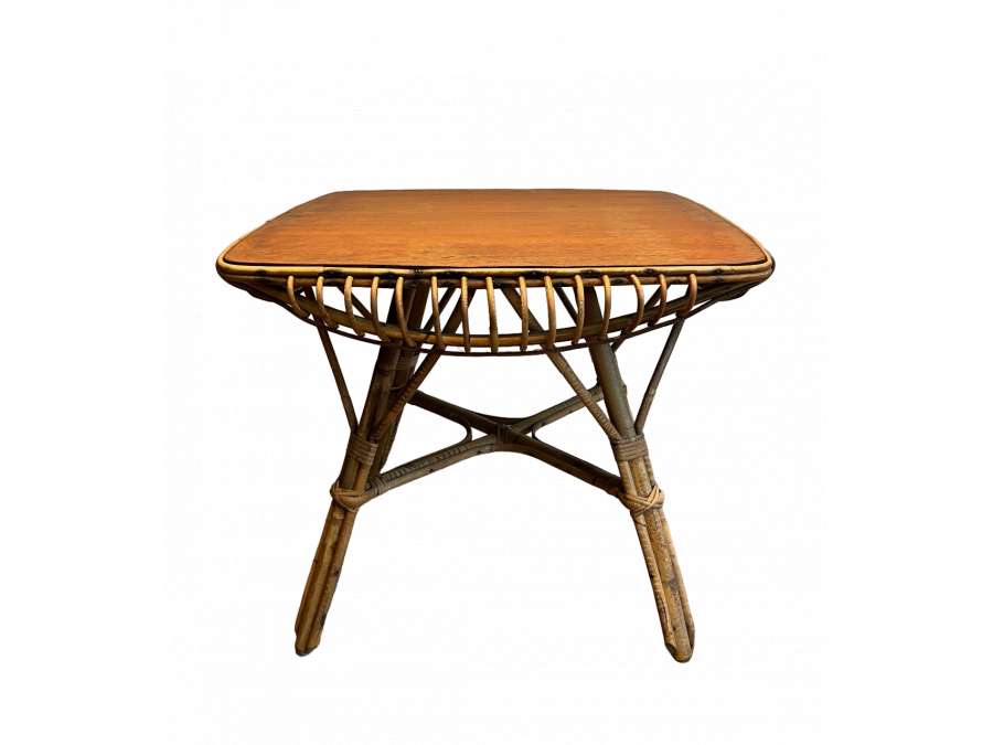Vintage rattan coffee table+ from the 20th century