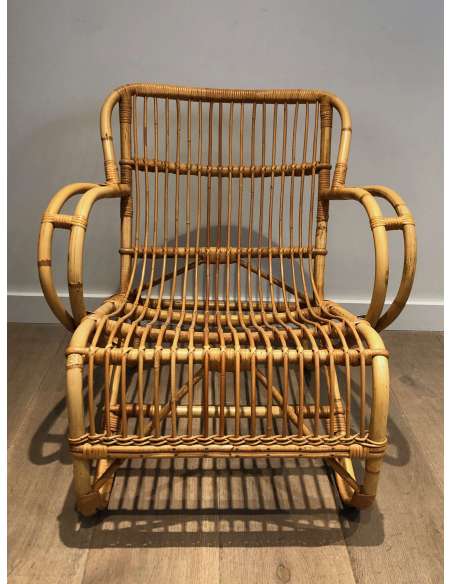 Pair of vintage rattan armchairs from the 20th century-Bozaart