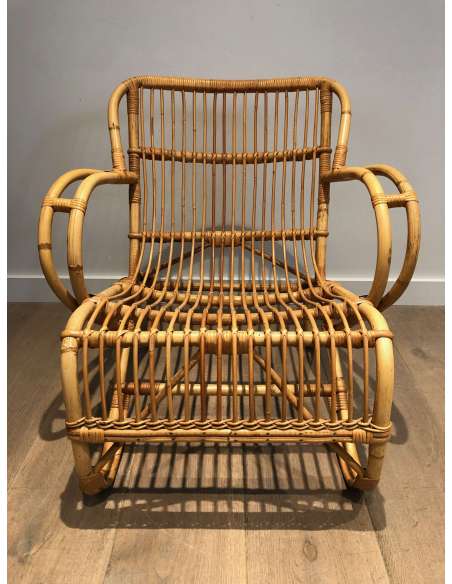 Pair of vintage rattan armchairs from the 20th century-Bozaart
