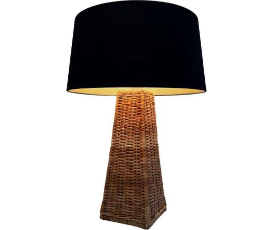 Vintage rattan pyramid lamp from the 20th century