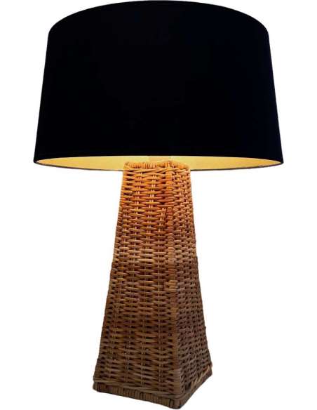 Vintage lampe pyramidale en rotin du 20ème siècle-Bozaart