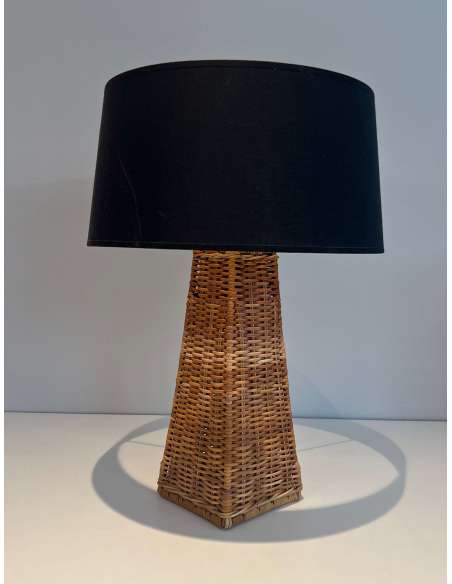 Vintage rattan pyramid lamp from the 20th century-Bozaart