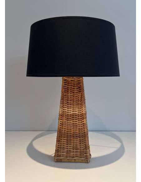 Vintage lampe pyramidale en rotin du 20ème siècle-Bozaart