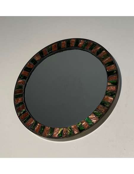 Miroir rond vintage en céramique du 20ème siècle-Bozaart