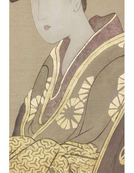 Toile peinte geisha travail contemporain-Bozaart