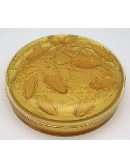 Yellow-tinted "CLEONES" box by René Lalique from the 20th century-Bozaart
