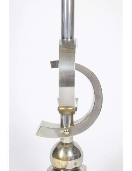 Vintage sculptural lamp in chromed metal from the 20th century-Bozaart