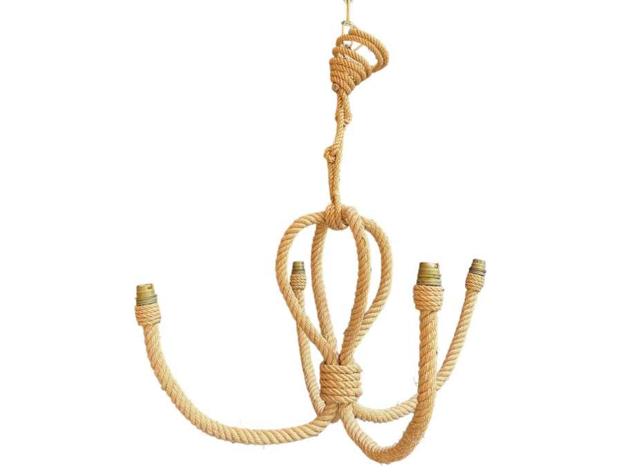 Vintage rope chandelier from the 20th century by Audoux Minet