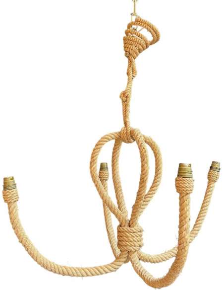 Vintage rope chandelier from the 20th century by Audoux Minet-Bozaart