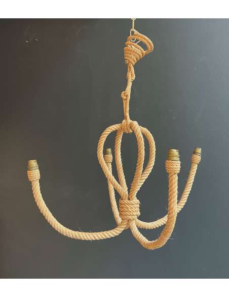 Lustre en corde vintage du 20ème siècle par Audoux Minet-Bozaart