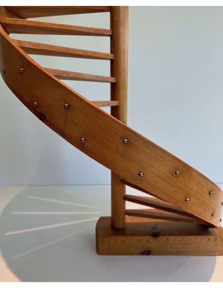 Vintage escalier de maîtrise en sapin du 20ème siècle-Bozaart