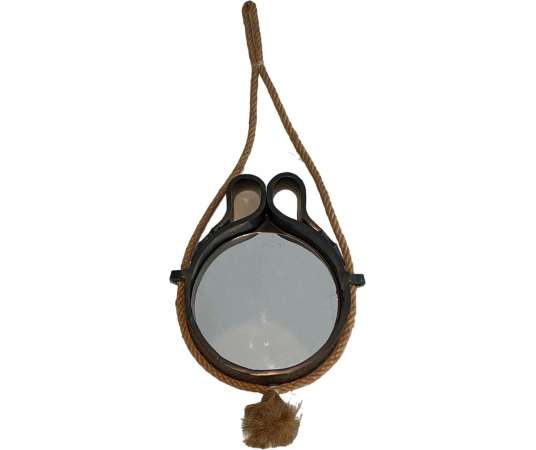 Vintage ceramic and rope mirror from the 20th century