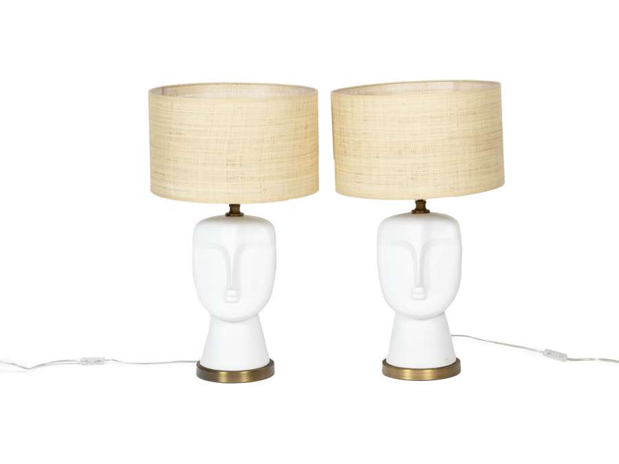 Paire de lampes en opaline du 20ème siècle