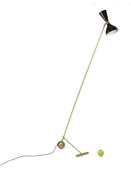 Vintage floor lamp in sheet metal and brass from the 20th century-Bozaart