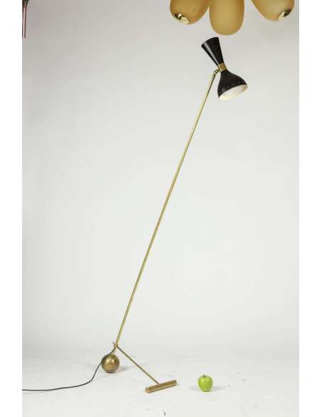 Vintage floor lamp in sheet metal and brass from the 20th century-Bozaart