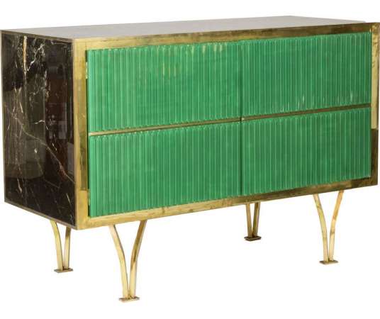 Vintage gilt brass and glass sideboard from the 20th century
