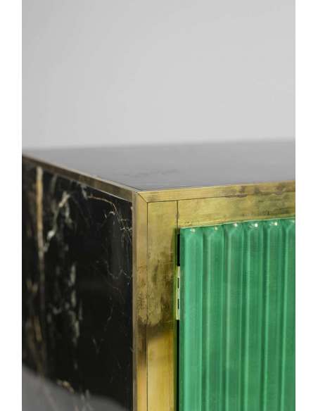 Vintage gilt brass and glass sideboard from the 20th century-Bozaart
