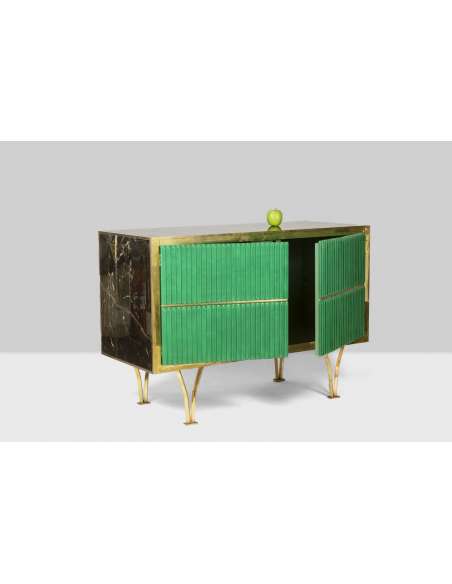 Vintage gilt brass and glass sideboard from the 20th century-Bozaart