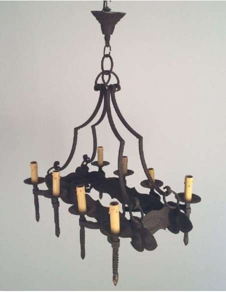 Neo-Gothic wrought iron chandelier from the 20th century-Bozaart